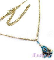 Lac pendant with metal chain necklace - click here for large view